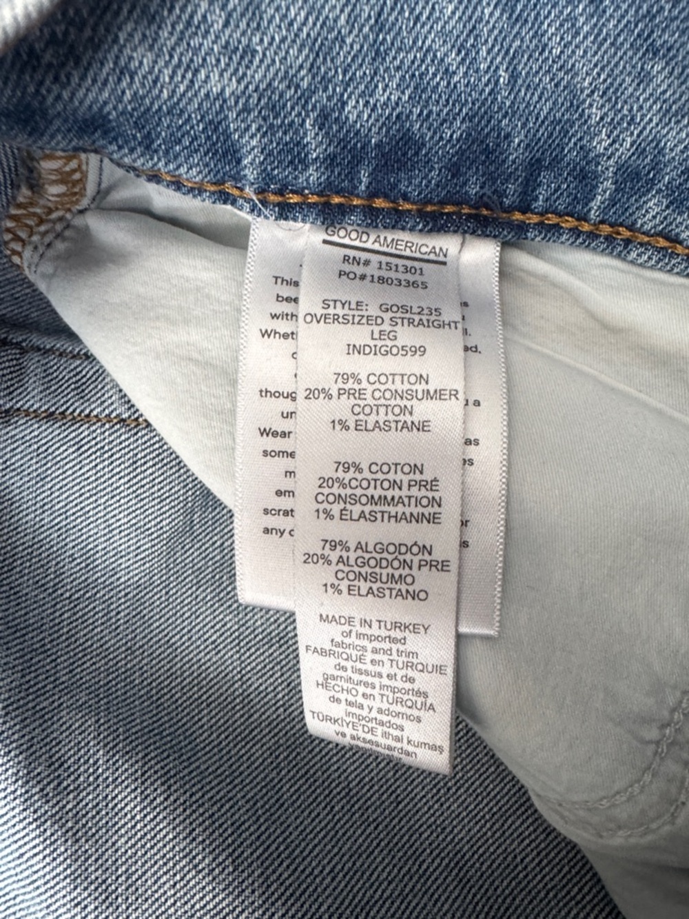 Women’s Good American Light Blue Oversized Straight-Leg Jeans - Picture 7 of 8